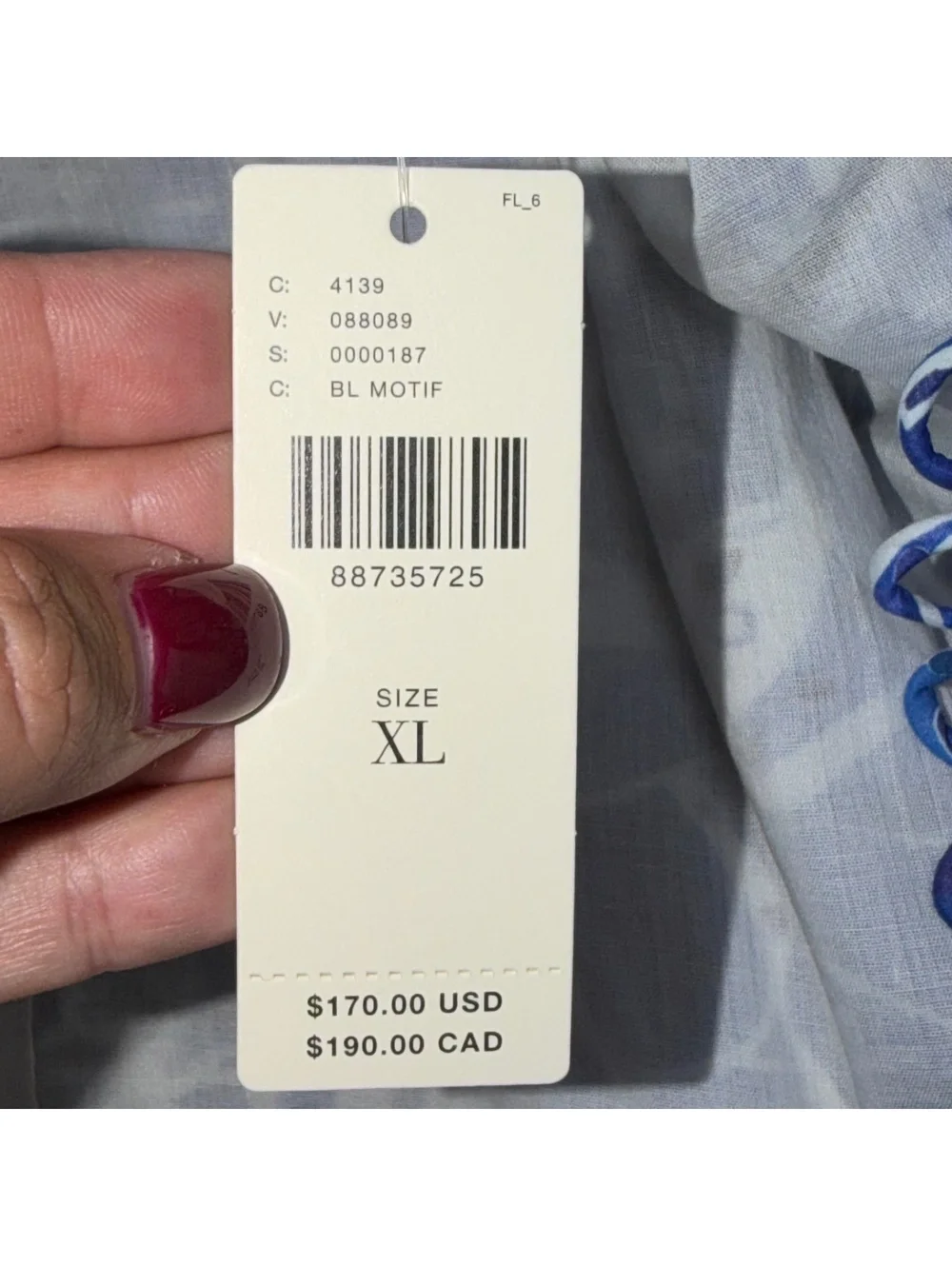 FARM Rio Blue Motif Puff Sleeve Peplum Top XL NWT